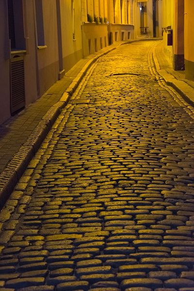 Su, Keren 아티스트의 Night view of cobblestone street in the old town-Riga-Latvia작품입니다.